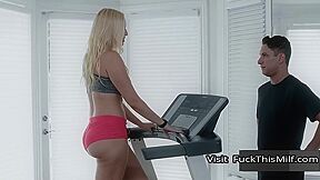 Big Ass Blonde Married Woman Seduces Her Hunk Personal Trainer During Workout - Hotel