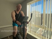 Horny Straight Bear Rides Exercise Bike Nude