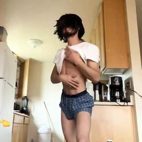 Hot young man with a sexy body and a huge cock