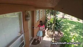 Busty caught masturbating in strangers house