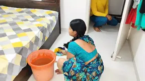 Komal bhabhi was mopping, brother-in-law was secretly watching, came and started fucking