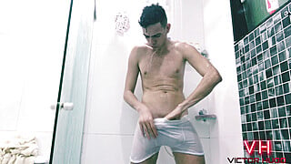 Taking A Bath In White Underwear She Wa