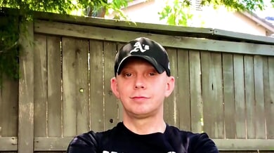 Young man in black cap takes bareback anal from muscular guy then fills woman's ass