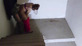 Meets step sister-in-law on stairs in a dirty play
