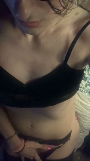 Fit Pretty Trans Latina Gooner with Thick Ass in Chastity Takes Break to Show off Body