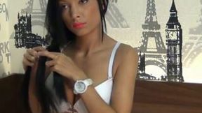Slender too tanned dull webcam bitch posed for me in her lingerie