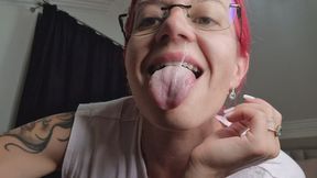 YELLOW SNOT DROPS INTO MY MOUTH MESSY MUCUS PLAY & SWALLOW
