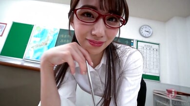 Asian teacher leads a sensual lovemaking lesson in the classroom