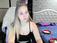 Busty blonde babe goes crazy jerking