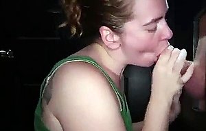 Blonde gets a mouthful of gloryhole cum