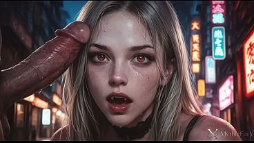 I fucked a busty vampire girl in the rain...her fangs slid along my big cock...her juicy arse jiggled as she came!! [AI]