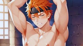 a naughty 22-year-old redhead was gang-fucked by several strange men. they all came inside his pink ass.