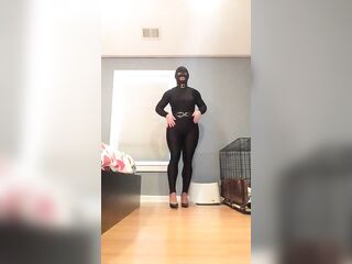 Gudrun&#039;s Catsuit (trans, crossdress, transformation, high heels, mask, female mask, spandex)