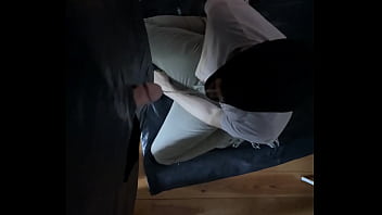 Homemade - I dared my young flatmate to get on his knees, blindfolded, and I pissed in his mouth through a gloryhole... he gets hard and sucks me