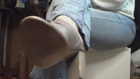 HIgh Heels, sheer floral socks and some toe wiggling!