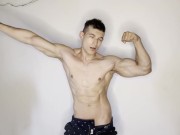 In the casino someone pay me for flex my muscles and jerk off my uncut cock