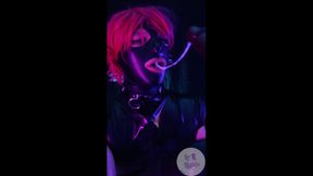 Black Latex Pink Hair Short 004