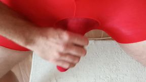 my dick in red nylons. i want you to kick me out!