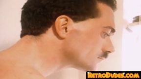 RetroDudes.com - Stud tugs his cock until shooting a huge load of cum