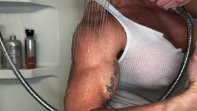 Shower Flex Fantasy: Kandy Flexes and Rips Her Tank Top