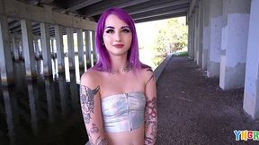Inked punk teen takes big cock POV doggystyle