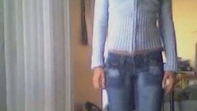 Extremely hot and skinny brunette dildoing her ass