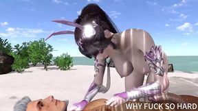 Tempting Transexual Tramp getting ravaged by behemoth cock&#x1F32D; on sandy shores