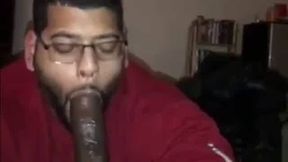 Big Black Cock Blowjob by Amateur Dick Gobbler