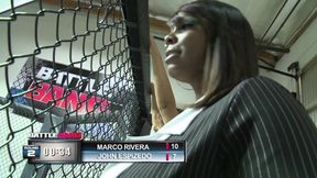 An intense UFC fighter blows a load all over his winning Latina prize