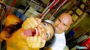 A Gorgeous Brunette Darling Is Getting Hammered In A Garage And She Loves It