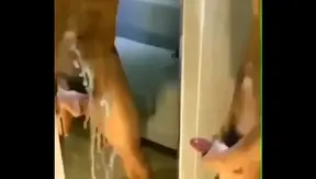 Horny Asian Stud Blasts Huge Load All Over the Mirror – Mind-Blowing Finish