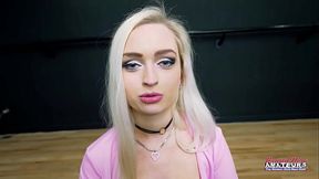 Petite Blonde Kelsey Starlette Plays With A Dildo And Gets Pounded!
