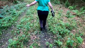 Spanking Her Big Tits in the Woods