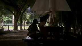 voltamos da balada e o tesao foi maior! paramos no parque e fodemos em um quiosque com os carros passando e buzinando...