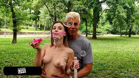 Bubble Butt 19-Year-Old Exhibitionist Lily Blossom Blows Bubbles In Public Park– Immoral Live 4K (Part 1)