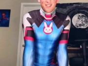 Overwatch Dva Cosplayer femboy twink riding a big dildo