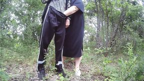 Stepmom pleasures me in a park, swallowing my hot cum