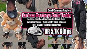 VR 3D 5,7K 180 60 fps | Ultimate Crush Experience: Larissa Destroys Cute Teddy with Black Ballerina Flats, Soaked Sweaty Nylons & Super Stinky Warm Soft Bare Feet – Dual Camera Angles in 4K + VR for Insane Immersion! copy