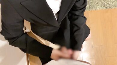 Japanese office lady’s skirt ruined by thick white loads