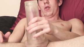 Amateur man masturbates with fleshlight & enjoys