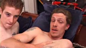 Shane is watching porn when Mason arrives. The boys pull out their cocks, and Mason goes down on Shane. Then Shane gives Mason head and they continue to exchange for a while.