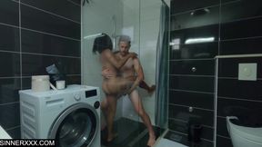 Interracial Shower Fuckdown - Intense Passionate Sex with Kiki Minaj