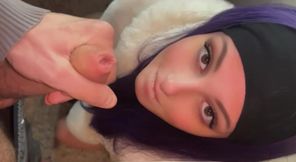 Amateur Cum in Mouth &amp; Facial Compilation - Purple Hair Wife Blowjobs