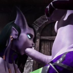 Draenei Futa Dickgirl Gets a Blowjob by a Dickgirl - Warcraft Porn Parody