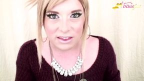Blonde tranny Mallory and her beautiful pink nails