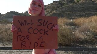 Oh my, this trans hitchiker sucks dick for a ride