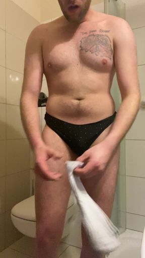Boy is playing in shower