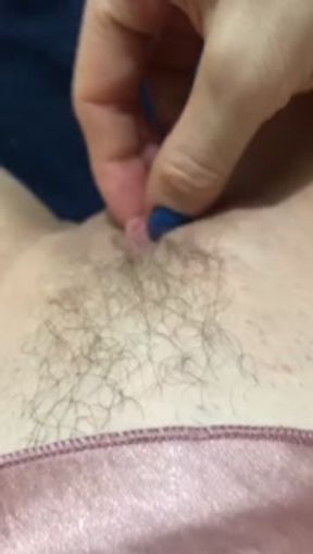 Beautiful pink pussy and rubbing her finger on the clitoris CLOSE UP MOANING