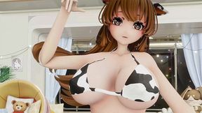 sousou no frieren fern hentai undress dance yaosobi idol cow girl outfit big boobs mmd 3d orange hair