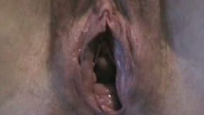 Giant ruined pussy of mine secretary looks like a dark hole